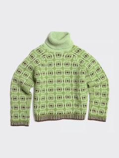 Norwegian Wool Turtleneck - Green Mix