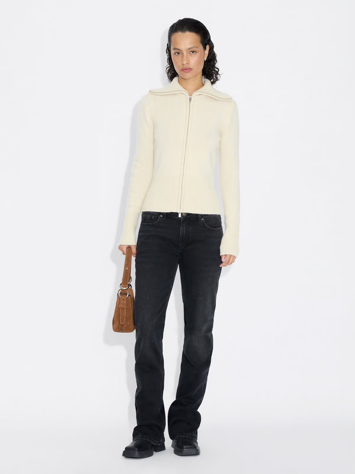 Line Wool Cardigan - Ecru