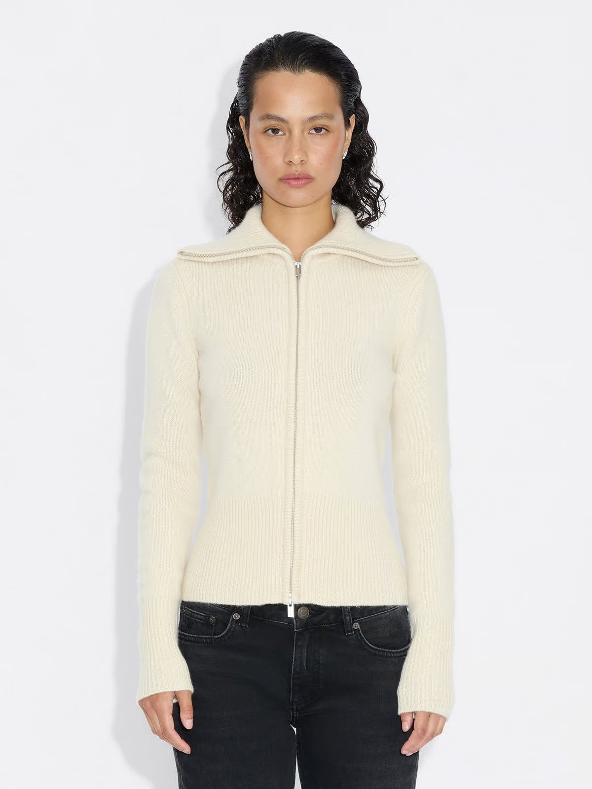 Line Wool Cardigan - Ecru