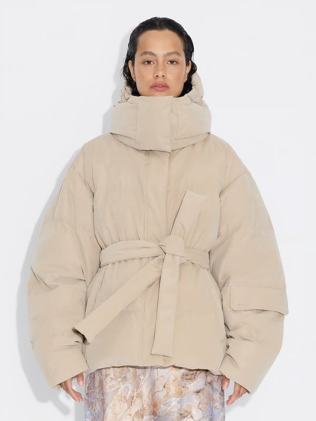 Steilia Brushed Down Jacket - Beige