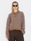 Olivia Wool Polo - Brown Stripe