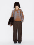 Olivia Wool Polo - Brown Stripe