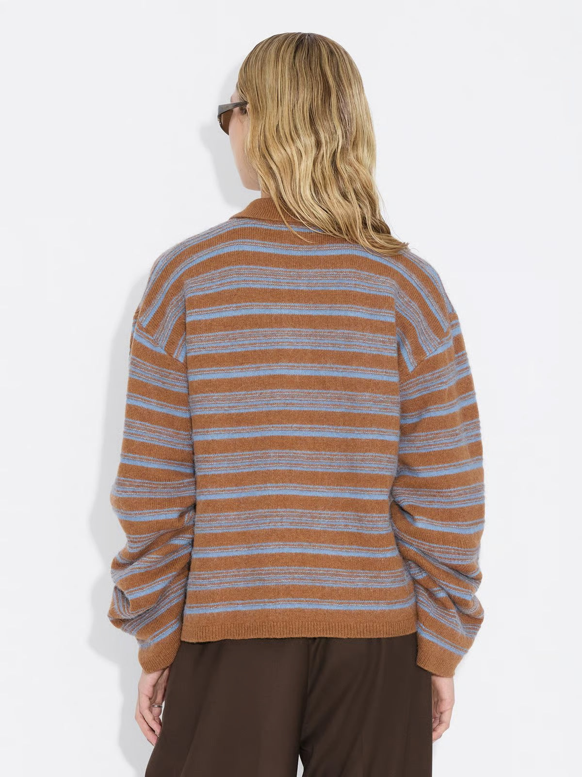 Olivia Wool Polo - Brown Stripe