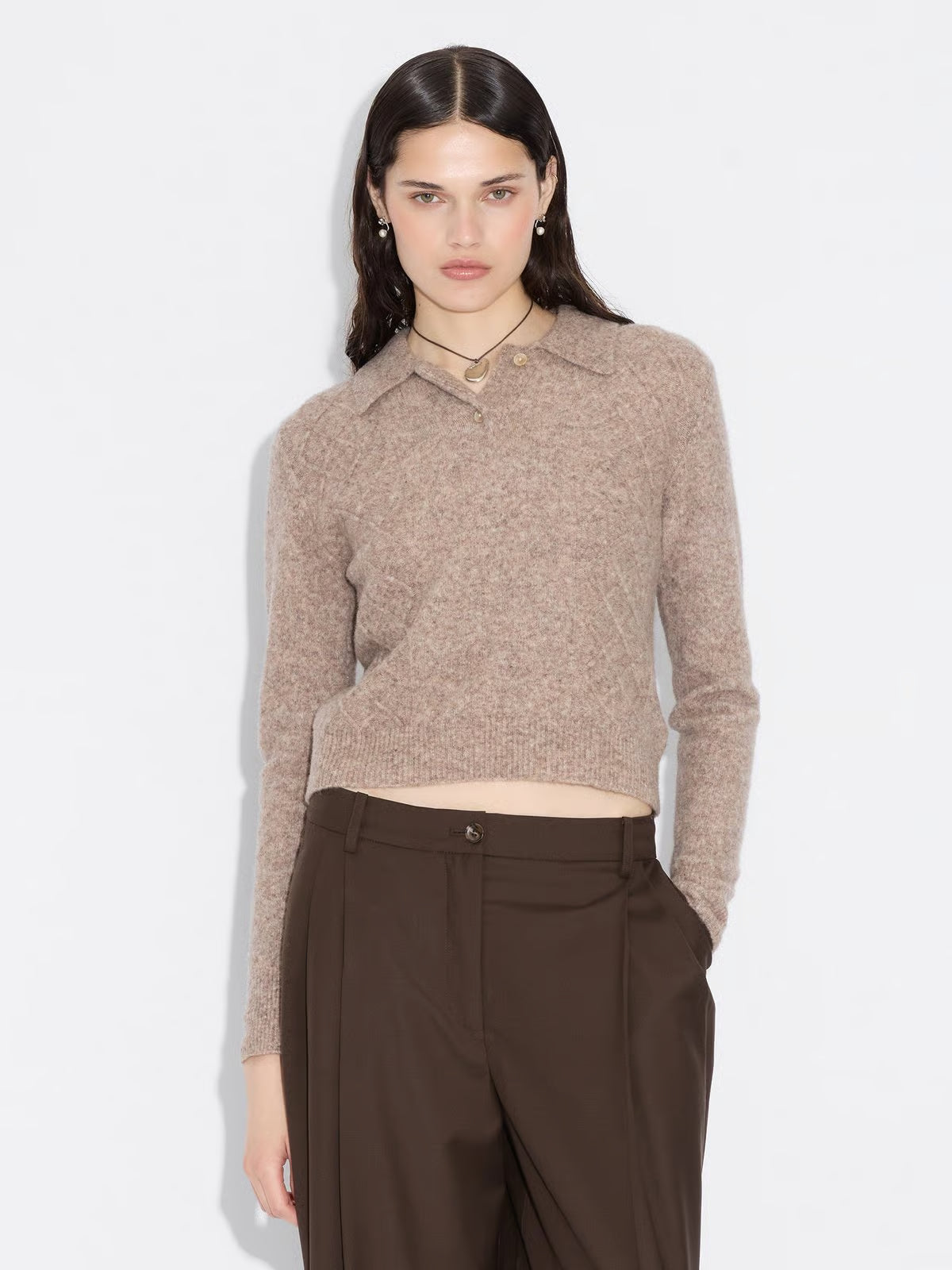 Argyle Polo - Taupe