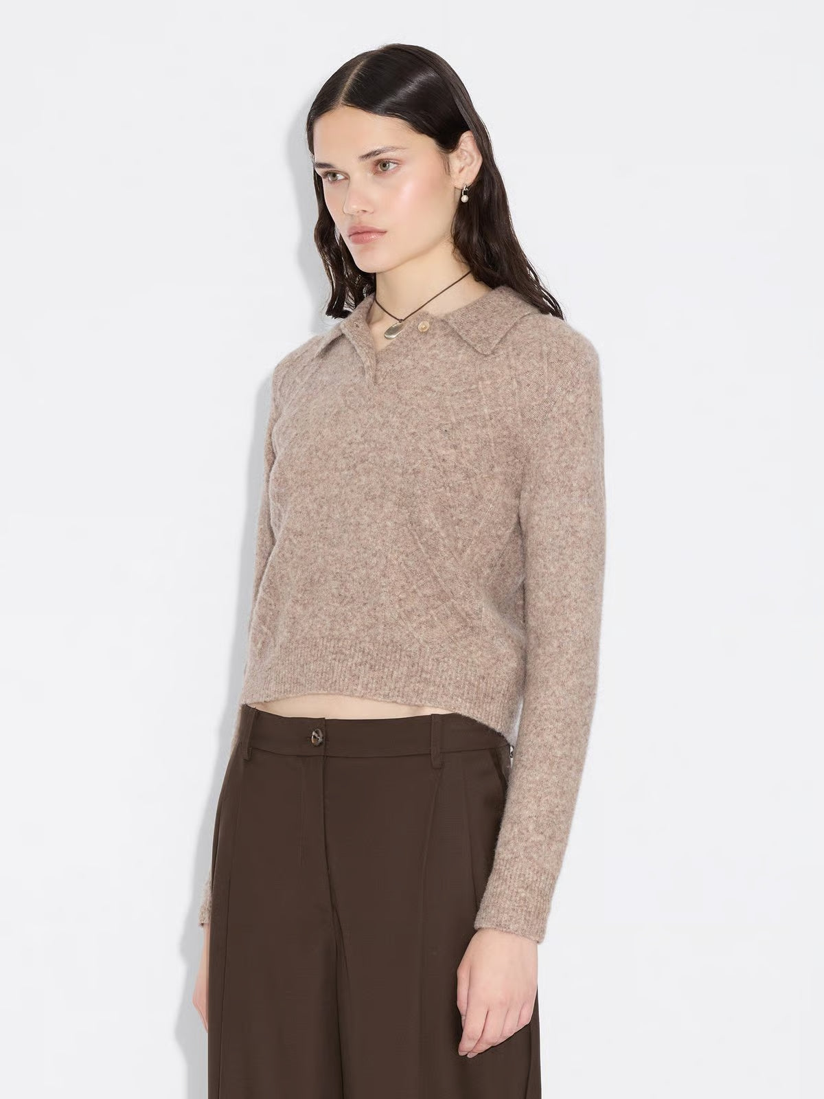 Argyle Polo - Taupe