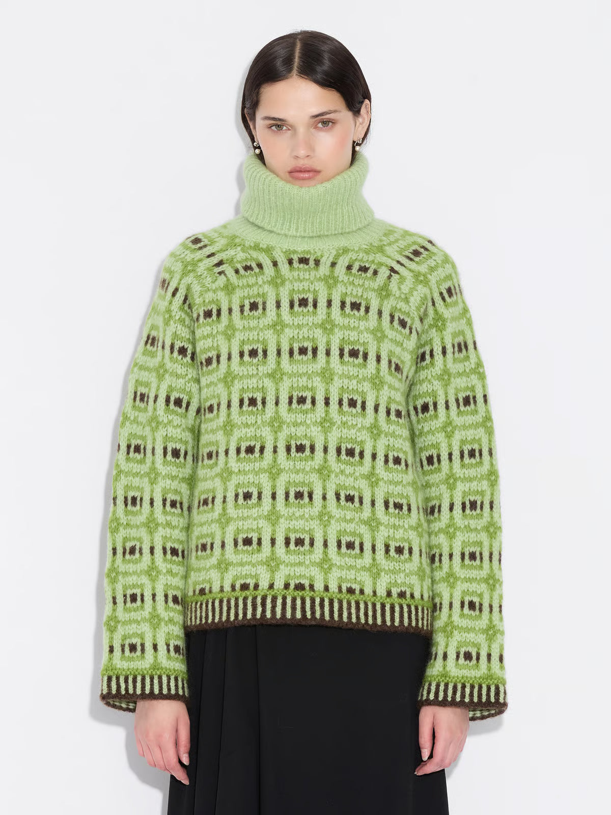 Holzweiler Norwegian Wool Turtleneck - Green Mix