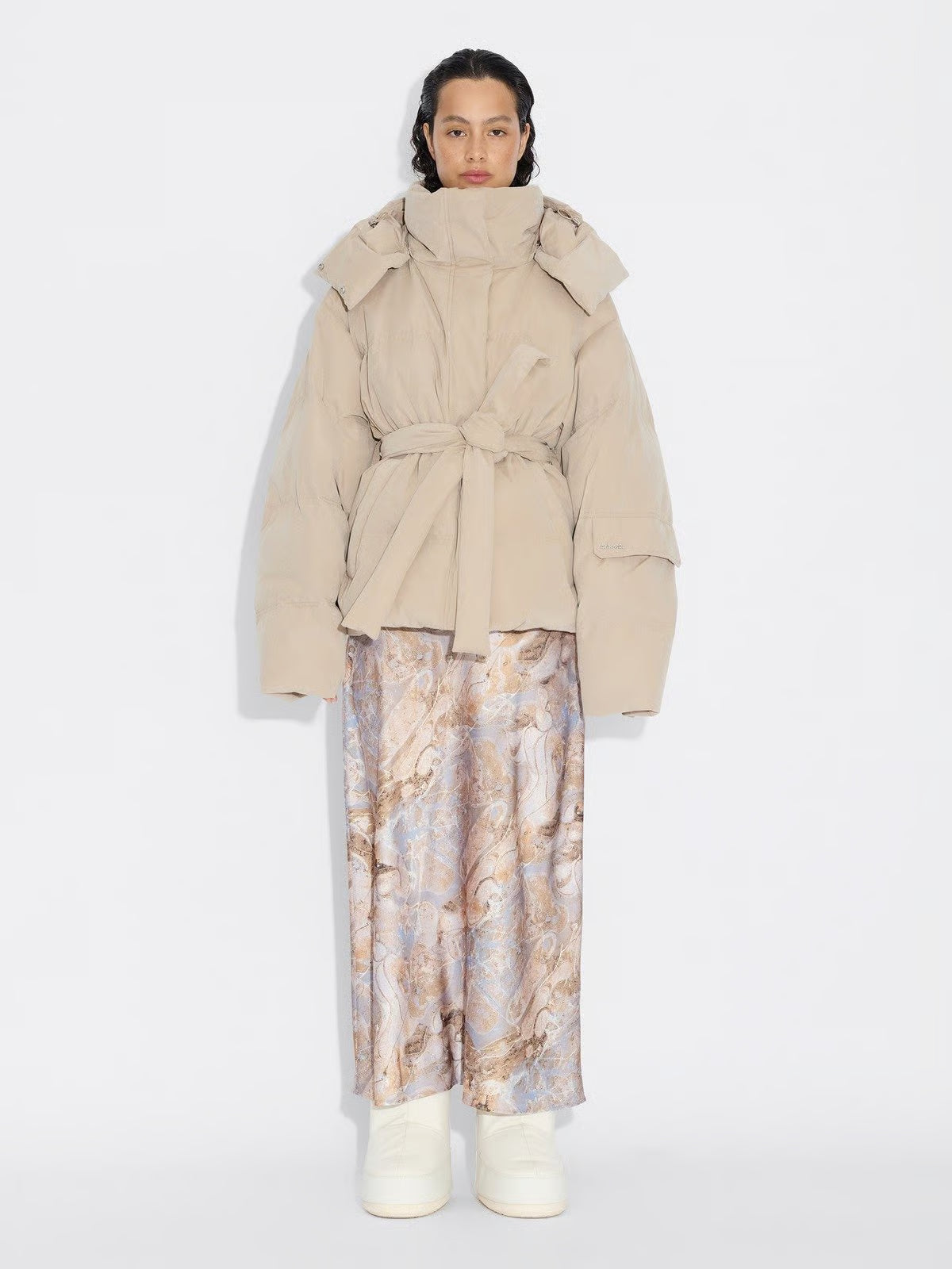 Steilia Brushed Down Jacket - Beige