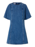 Rie 2/4 Short Dress - Medium Blue Denim