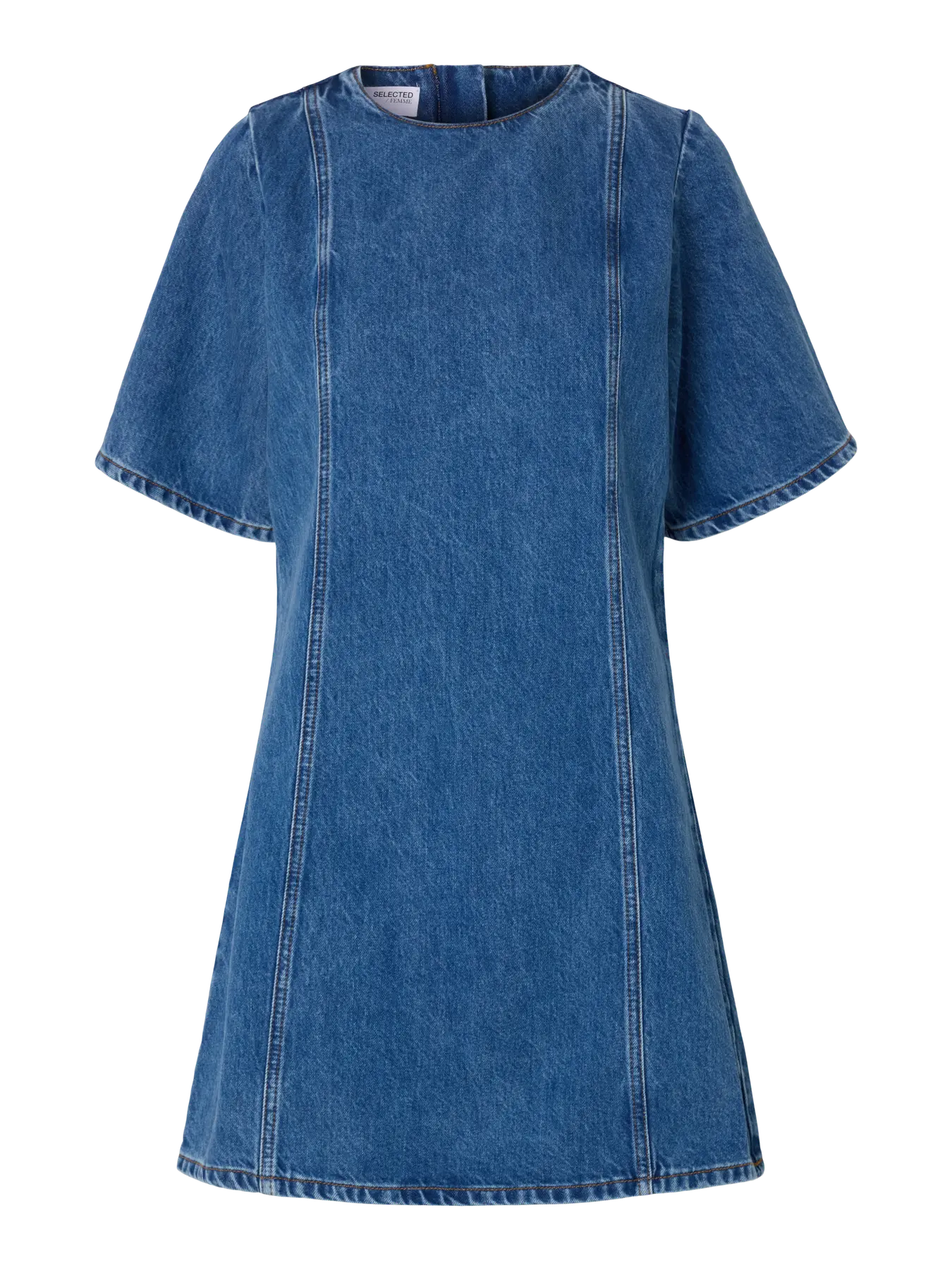 Rie 2/4 Short Dress - Medium Blue Denim