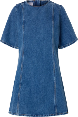 Rie 2/4 Short Dress - Medium Blue Denim