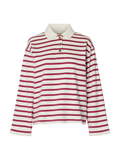 Wada Ls Stripe Collar Top - Anemone Snow White