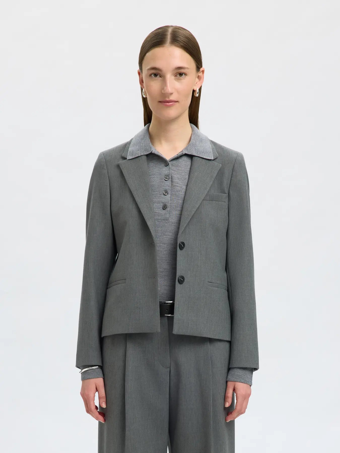 Rita Lano Blazer - Medium Grey Melange