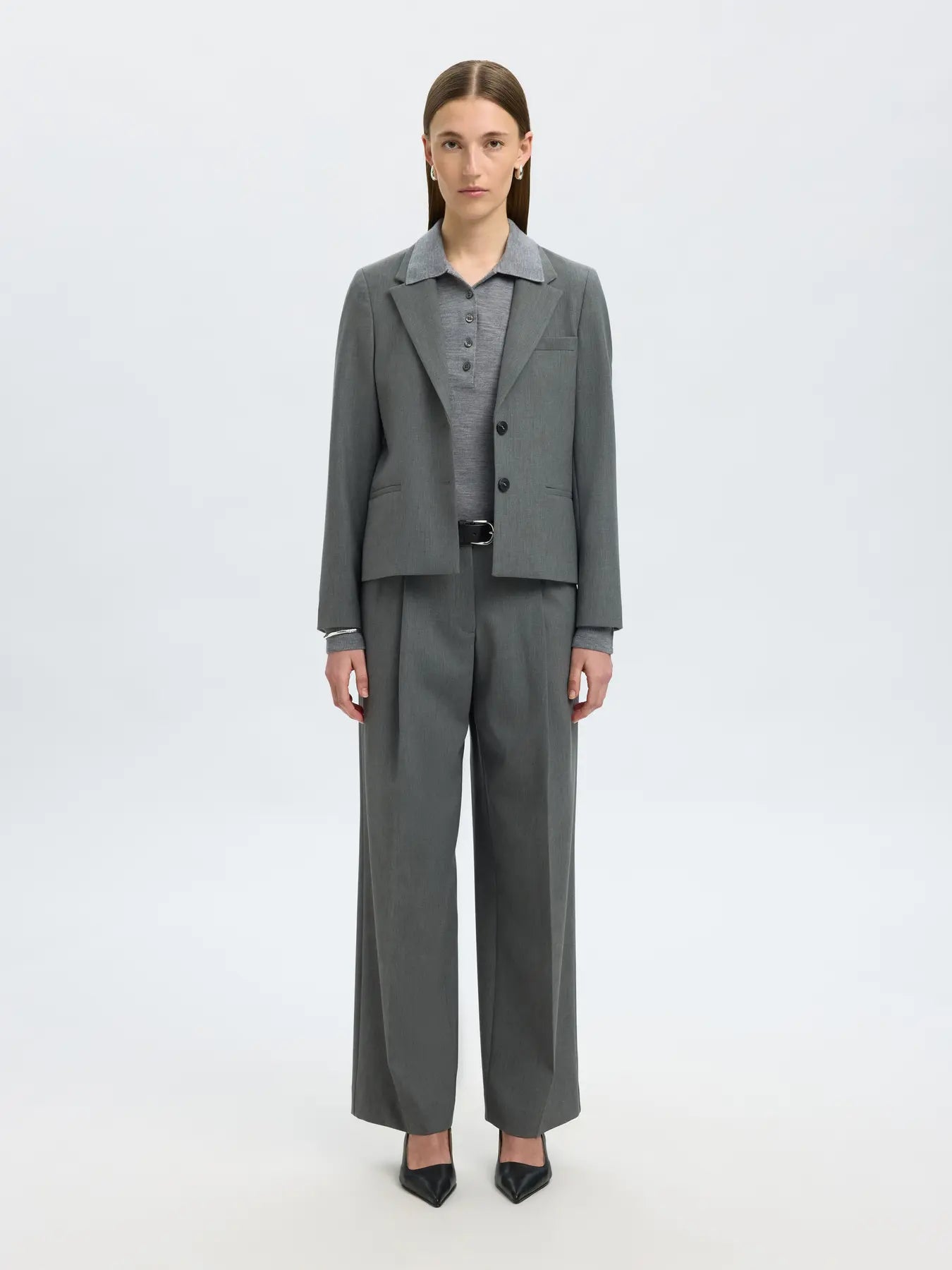 Rita Lano Blazer - Medium Grey Melange