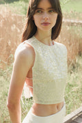 Sequin Top - Off-White/Yellow Sequins