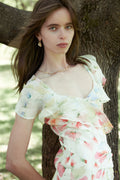 Chiffon Asymmetric Dress - Wildflowers