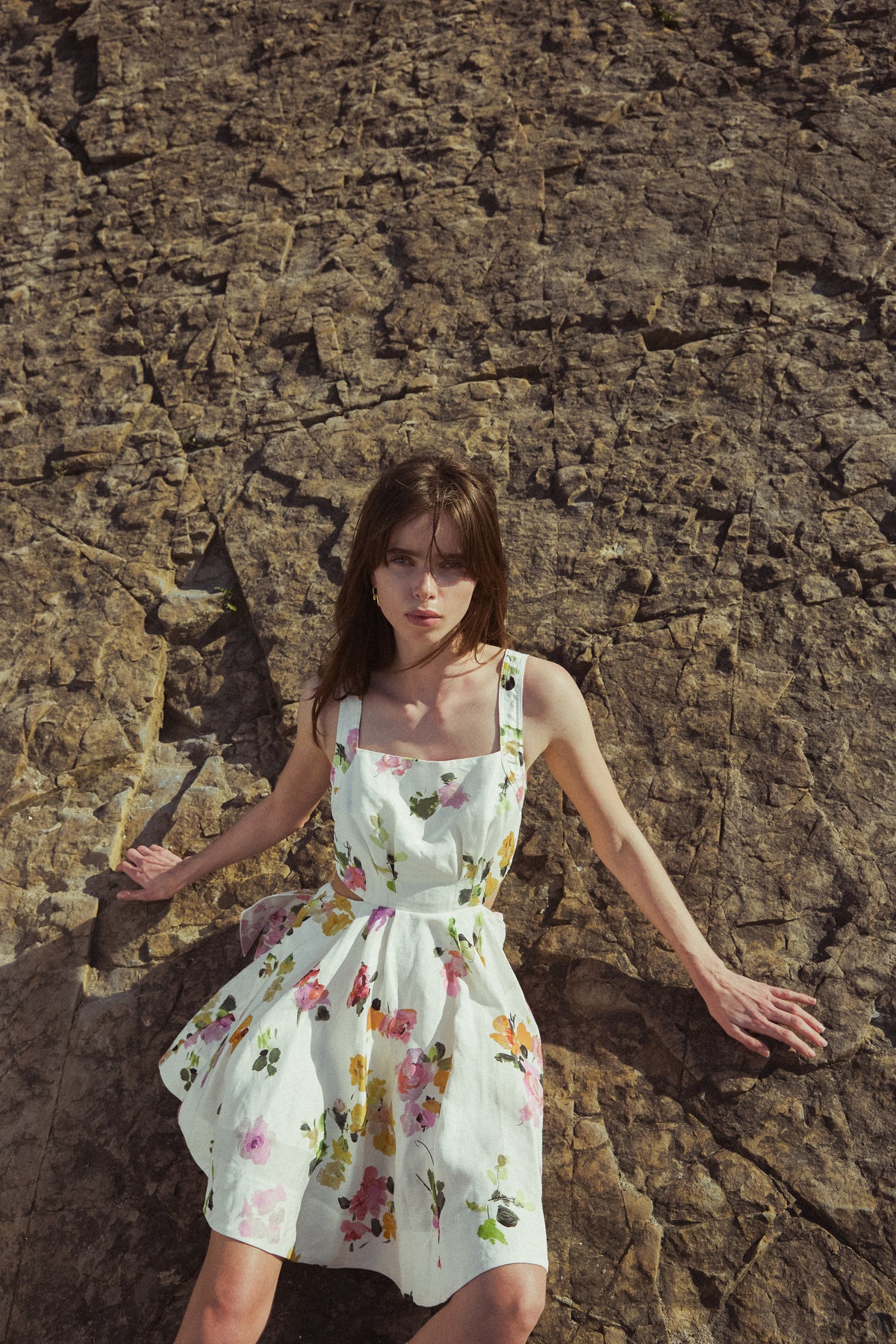 Clara Tie Back Mini Dress - Scattered Floral