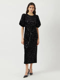 Yassofie 2/4 Sequin Midi Dress - Svart