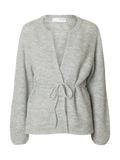 Sia Ras Ls Knit Belt Kofta - Light Grey Melange