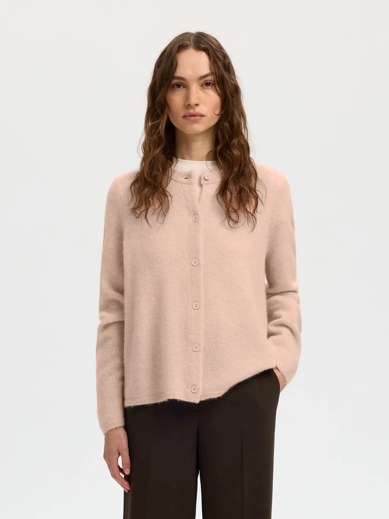 Lulu New Ls Knit Cardigan - Pale Dogwood Melange