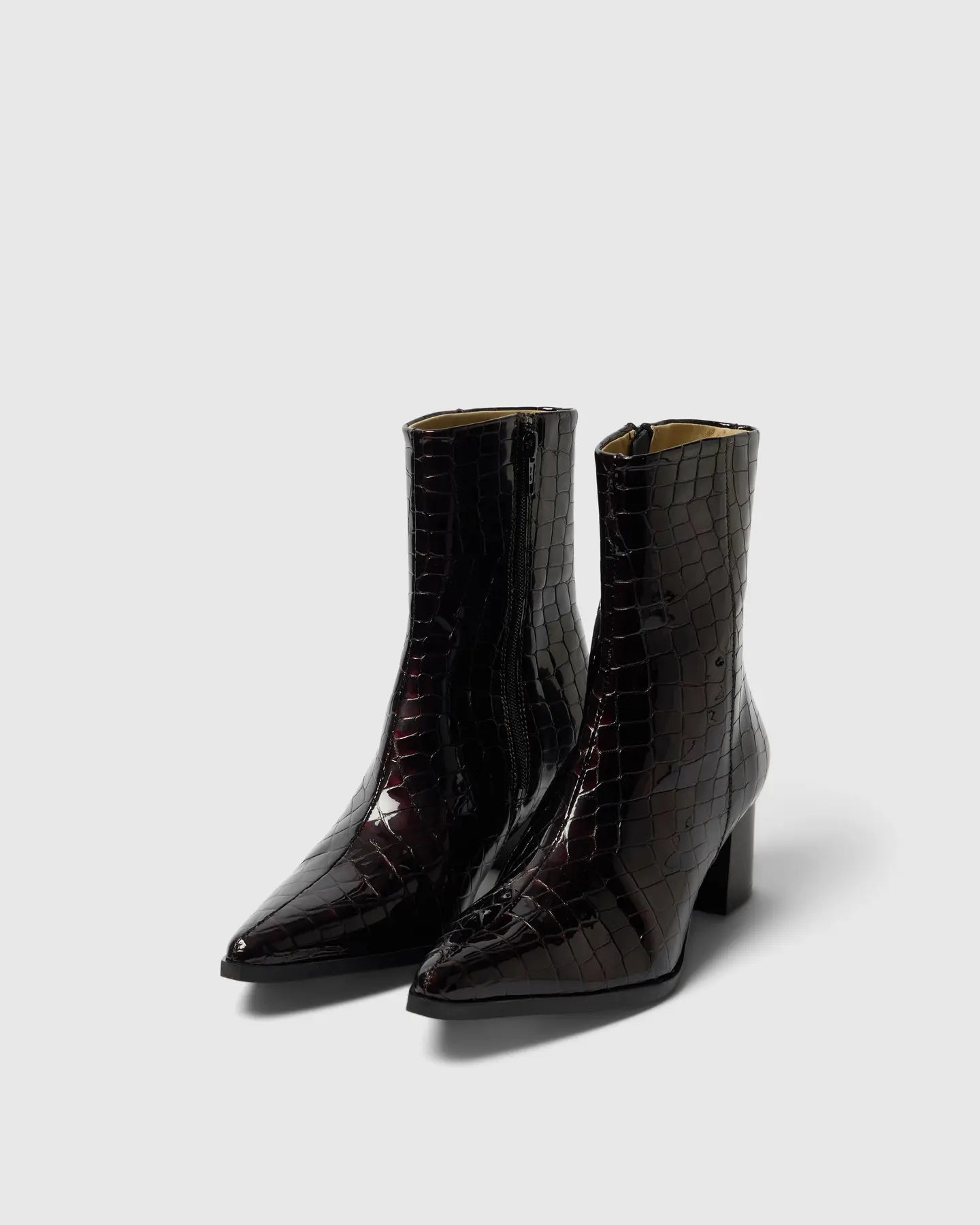 Stine Leather Boot - Fig Croco