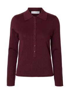 Lura Ls Slim Knit Collar Neck - Fig Tonal Lurex