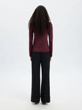 Lura Ls Slim Knit Collar Neck - Fig Tonal Lurex