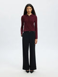 Lura Ls Slim Knit Collar Neck - Fig Tonal Lurex