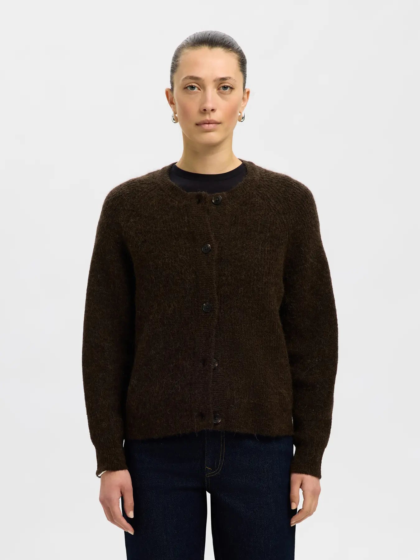 Selected Femme Lulu Ls Knit Short Cardigan - Delicioso Melange