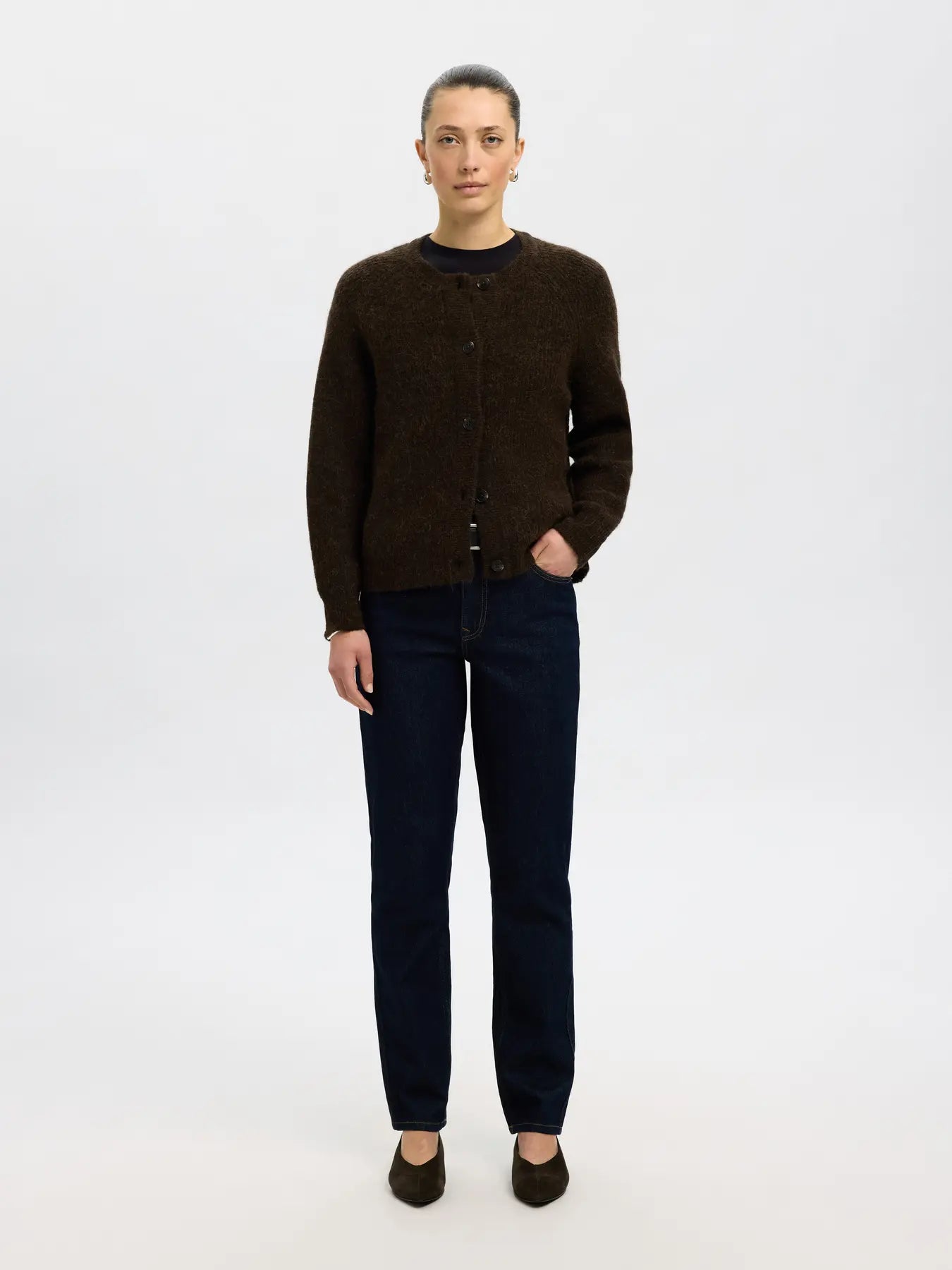 Selected Femme Lulu Ls Knit Short Cardigan - Delicioso Melange
