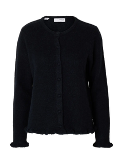 Lulu Frill Ls Knit Cardigan - Dark Sapphire Melange