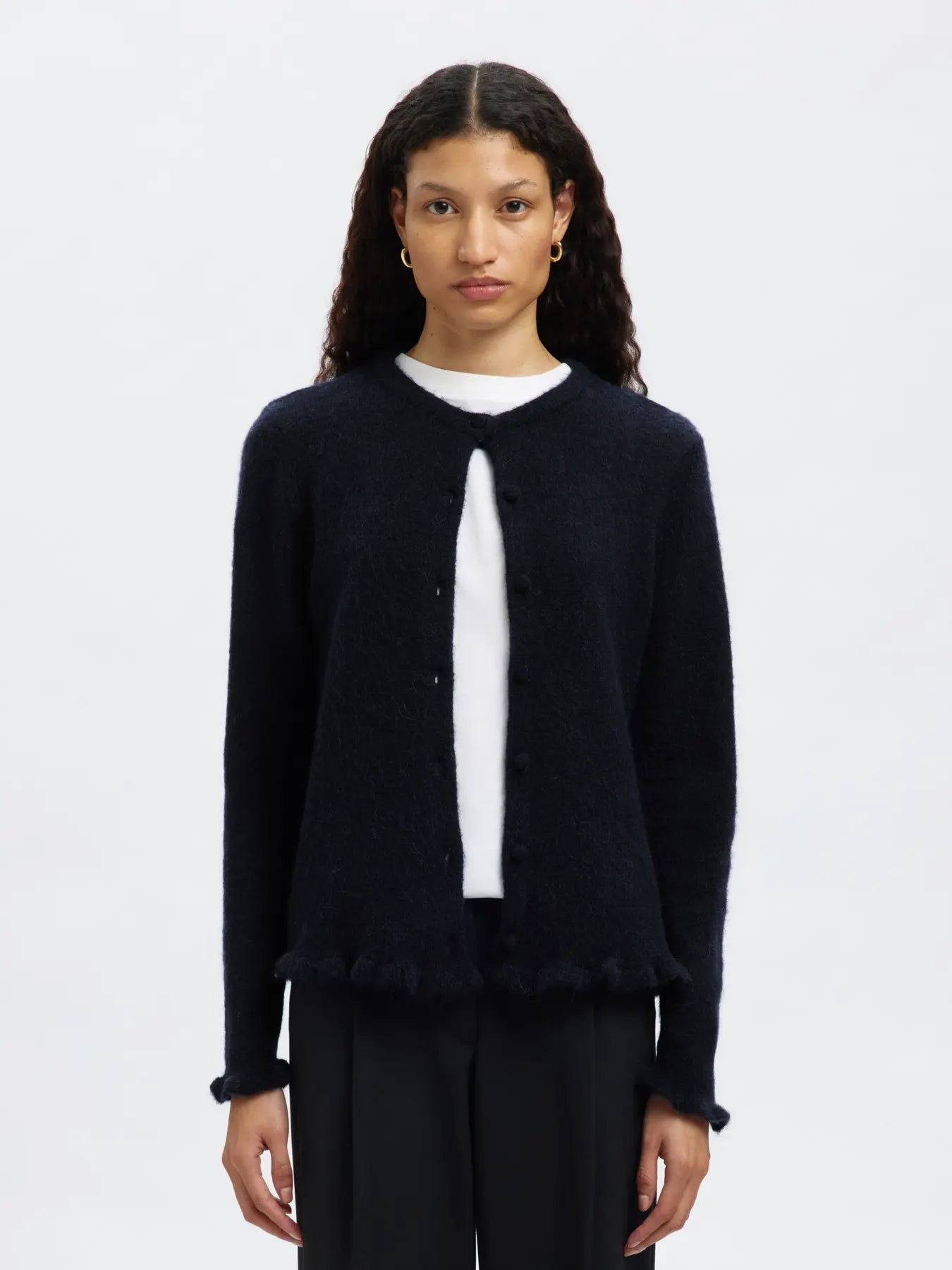 Selected Femme Lulu Frill Kofta - Dark Sapphire Melange