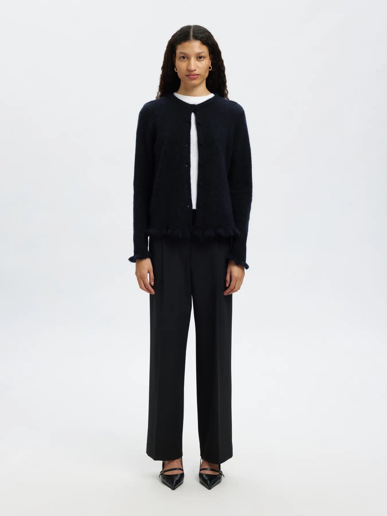 Selected Femme Lulu Frill Kofta - Dark Sapphire Melange