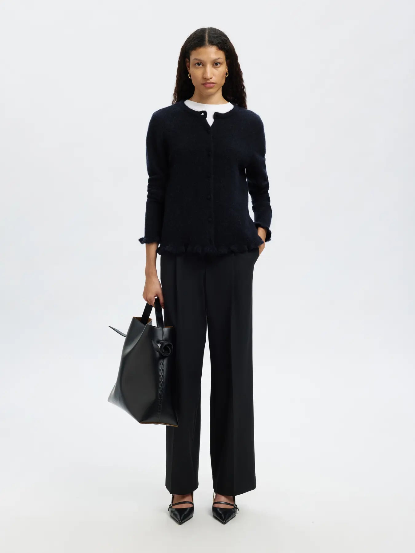 Selected Femme Lulu Frill Kofta - Dark Sapphire Melange