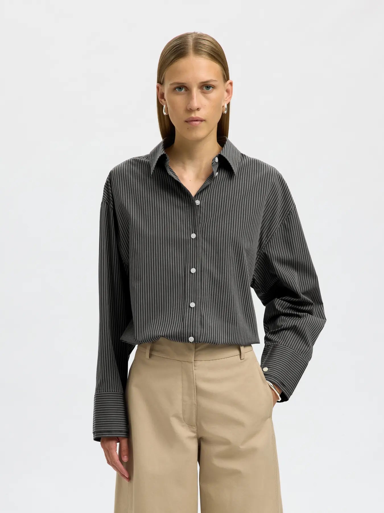 Dan Ls Oversized Shirt - Chocolate Torte Stripes