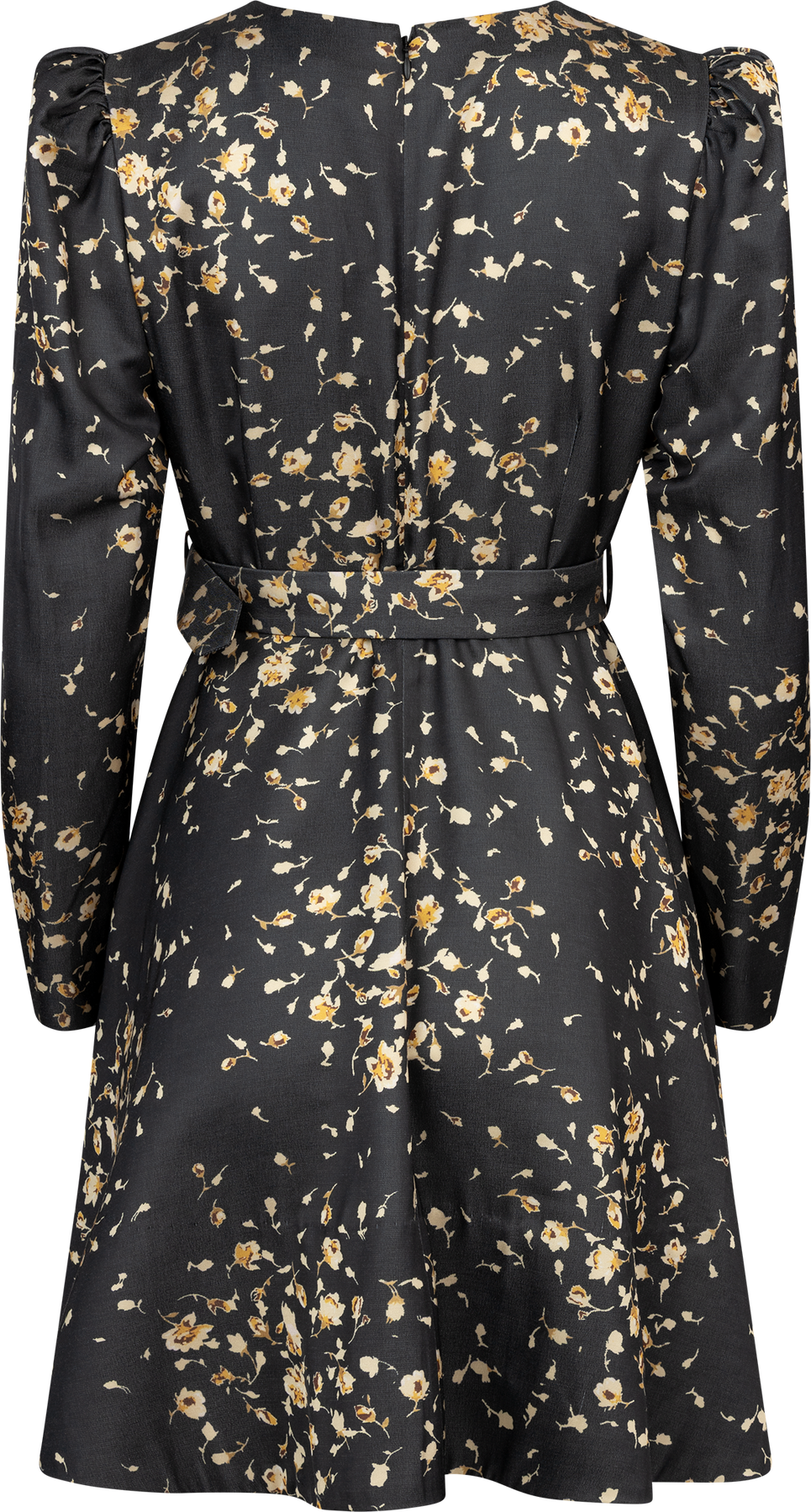 Tailored Satin Belt Dress - Black Rose