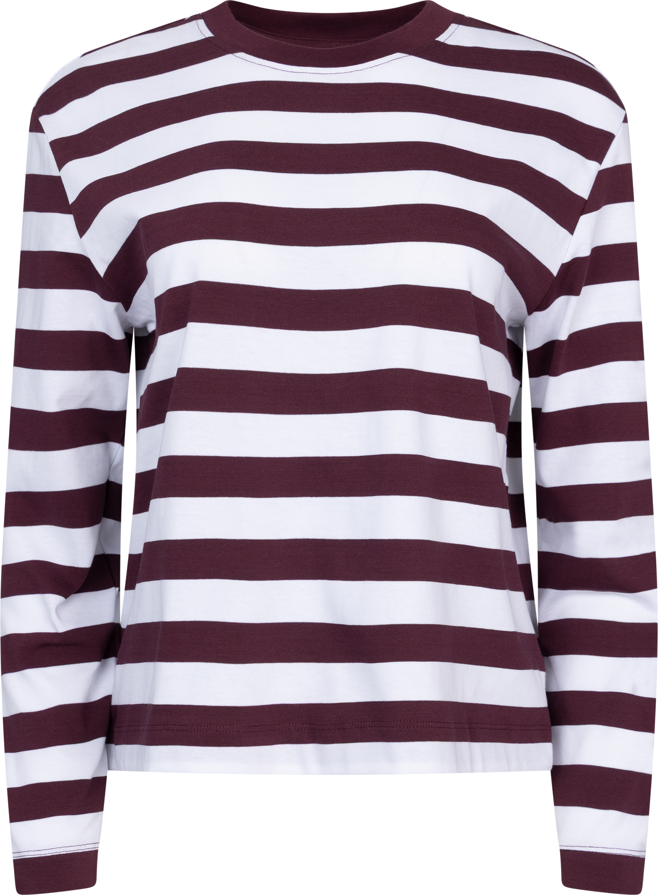 Selected Femme Essential Randig Långärmad T-shirt - Fig Bright White