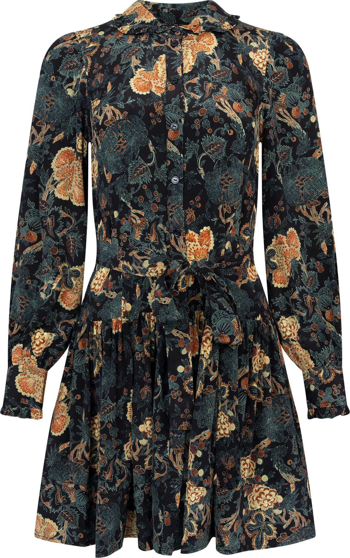 Simona Silk Long Sleeve Miniklänning - Nuit