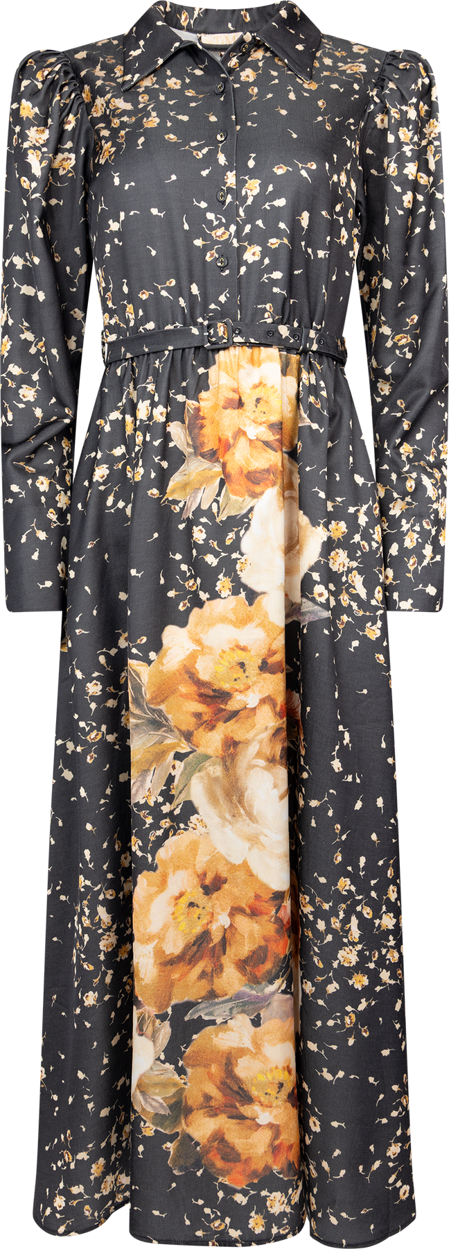 Tailored Satin Shirt Dress - Black Rose