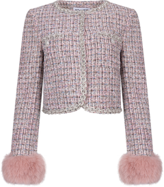 Boucle Fur Cuff Jacket - Pink