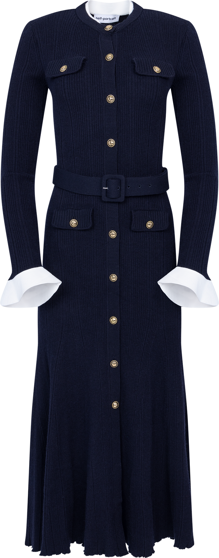 Viscose Knit Midiklänning - Marinblå