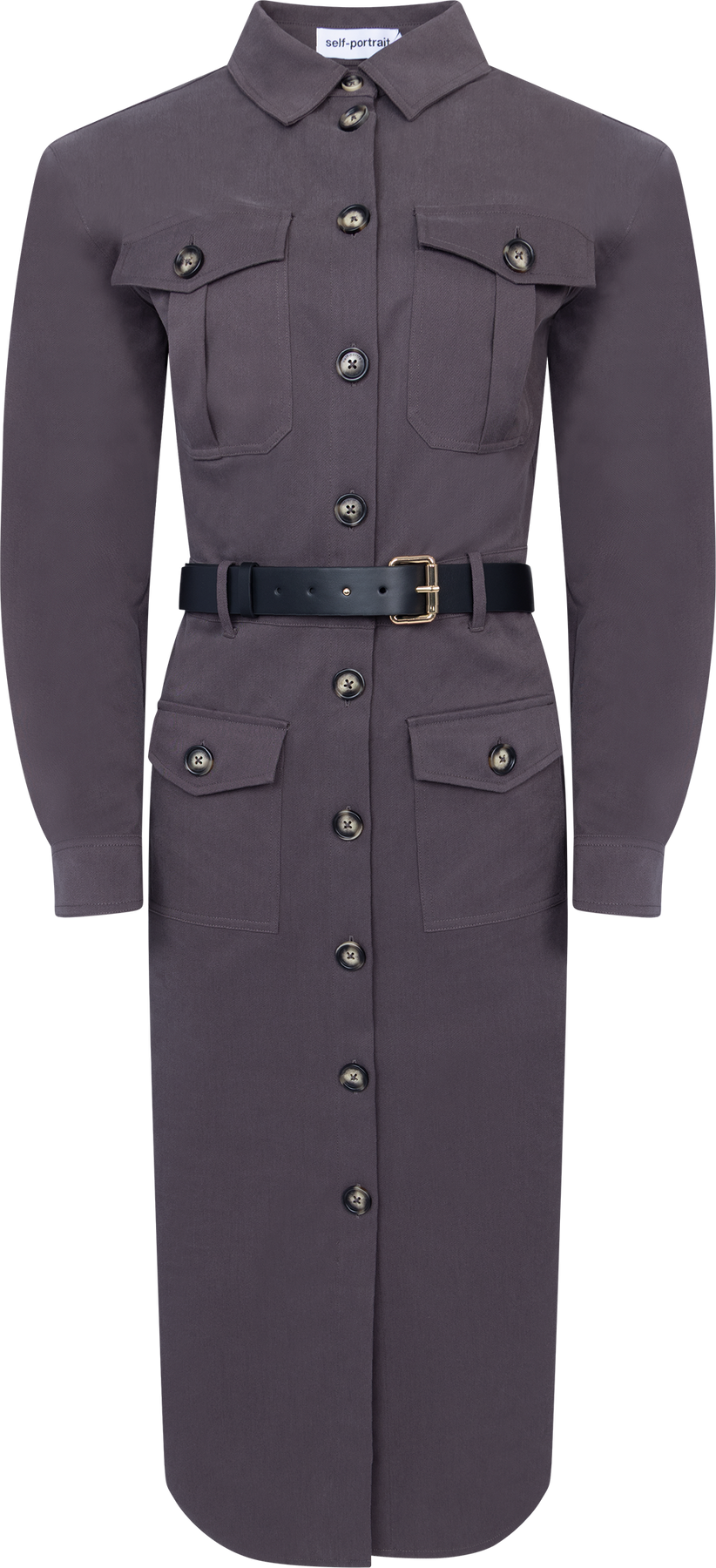 Cotton Belted Midi Dress - Brown