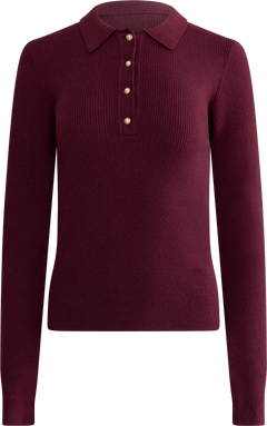 Marte LS Rib Polo Knit  - Wine