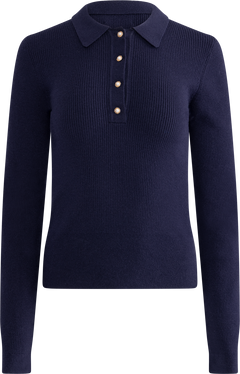 Marte LS Rib Polo Knit  - Navy