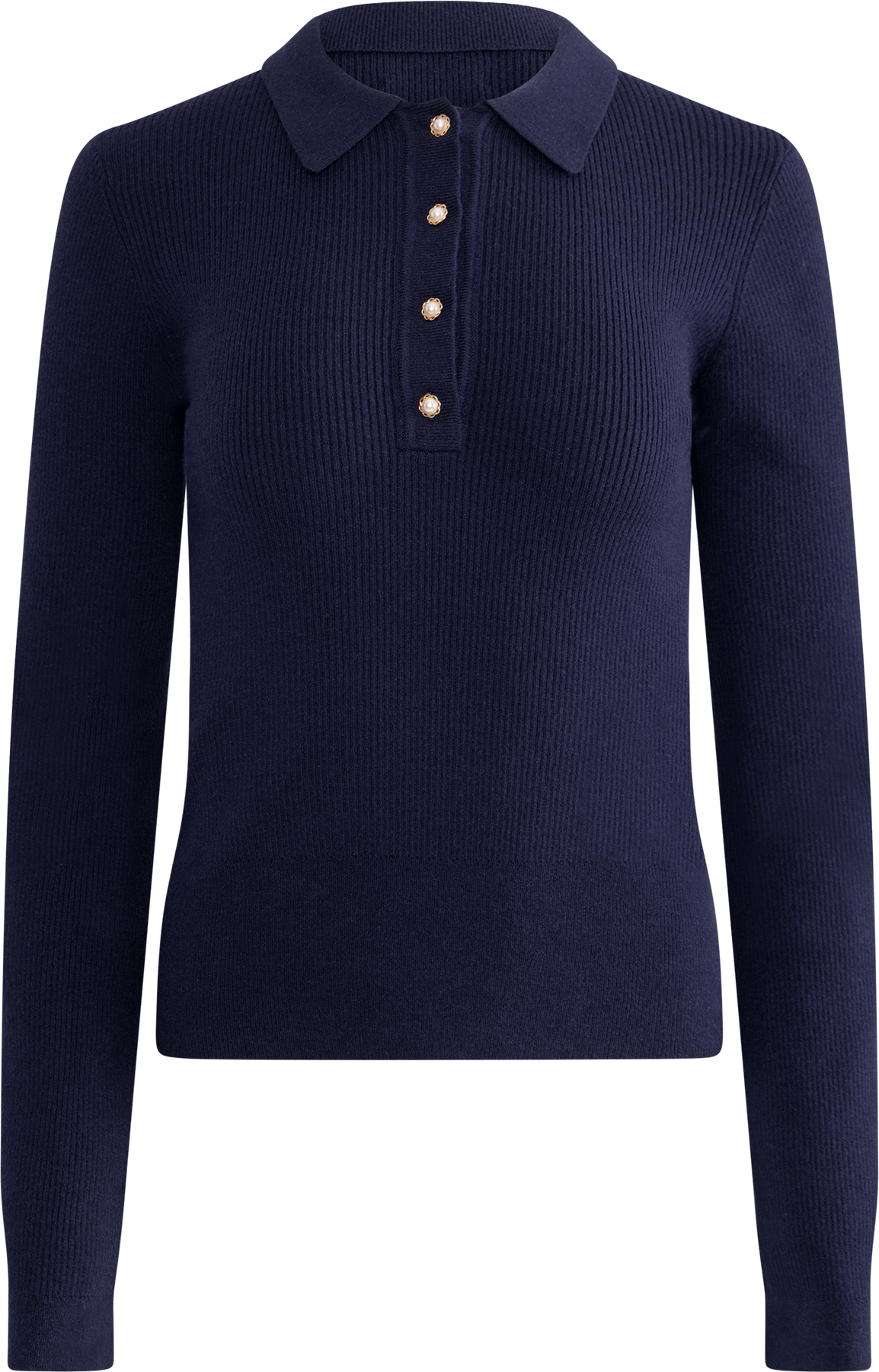 Marte LS Rib Polo Knit - Navy
