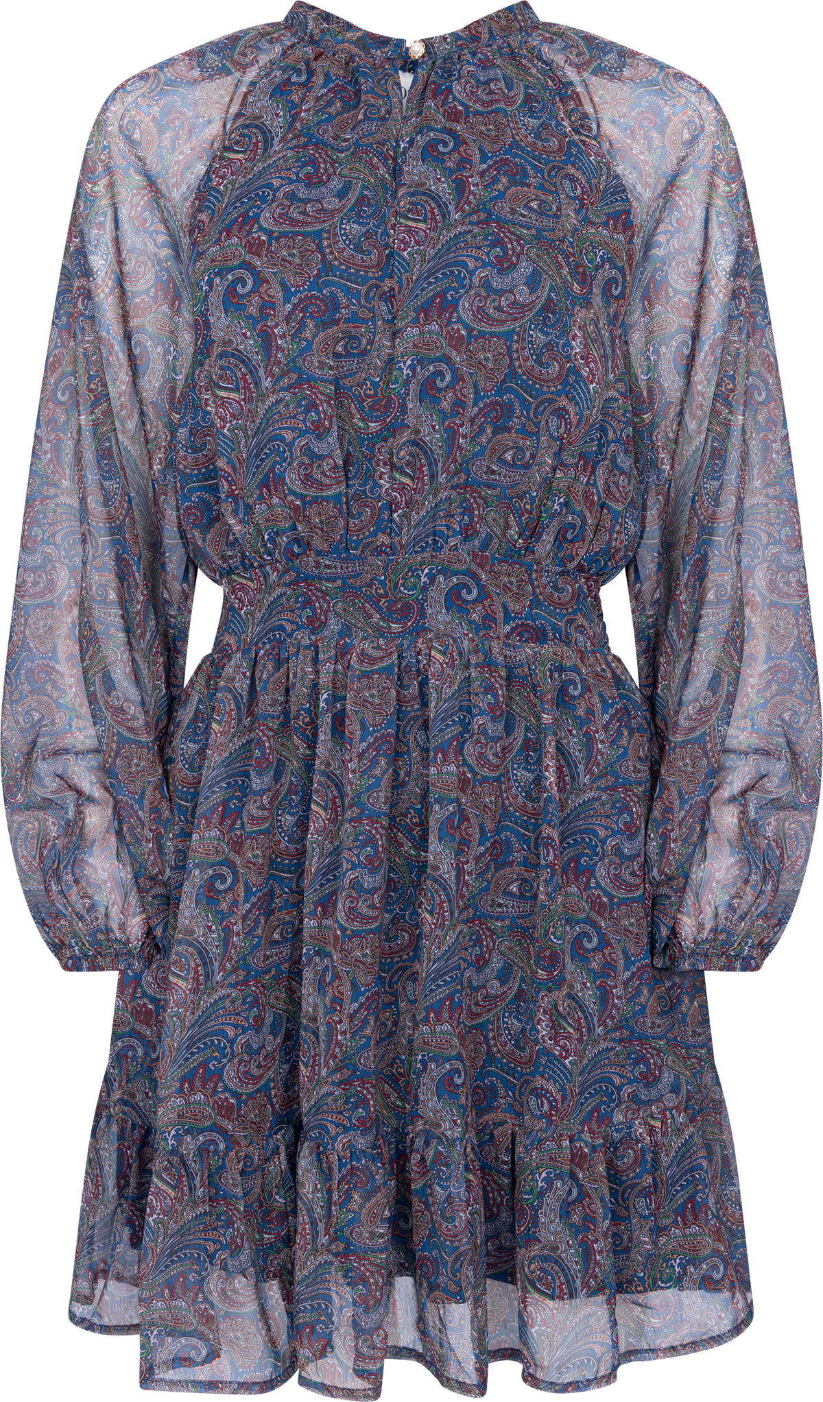 Raina Chiffon Dress - Blue Paisley