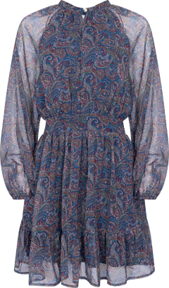 Raina Chiffon Dress - Blue Paisley