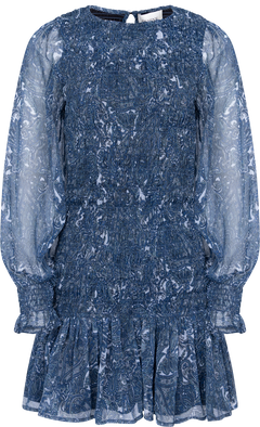 Rira Smock Chiffon Dress - Blue Paisley