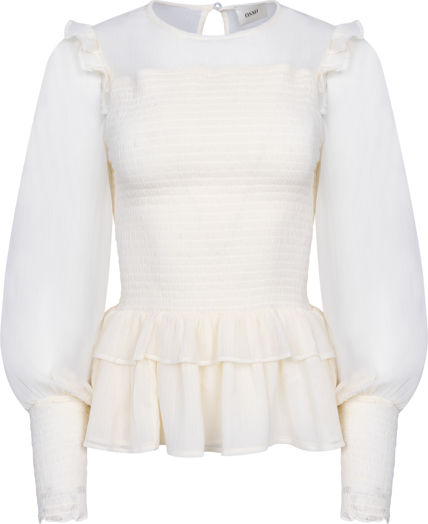 Nanna Chiffon Smock Blus - Creme