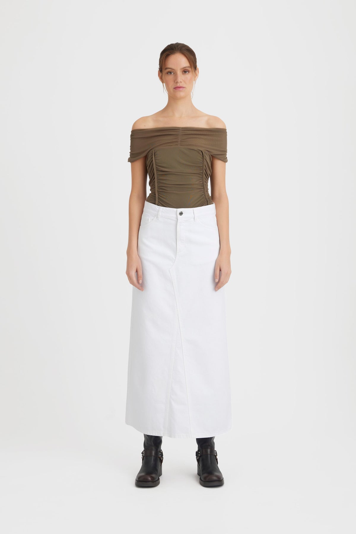 MilyGZ Hw Long Skirt - White Wash