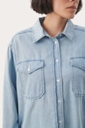 CollettePW SH - Whiteish Blue Denim